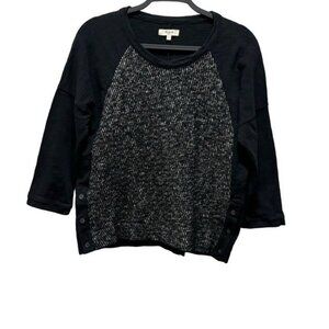 Madewell Womens Textured Black Sweater With Side Buttons Size M